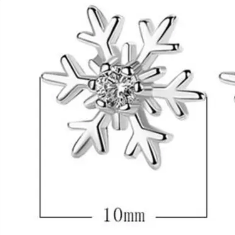 Sterling Silver 925 Christmas Snowflake Earrings - Picture 5 of 5